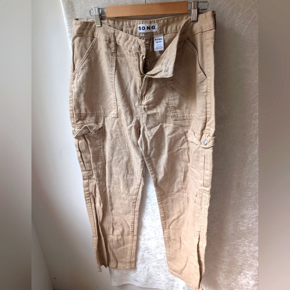 S.O.N.G. 15 / 32 Men's Soft Cotton Khaki Cargo Street Pants